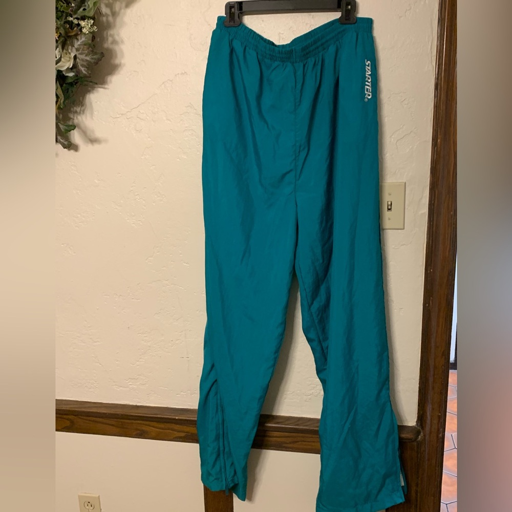 Vintage 1990’s Starter NFL Nylon Zip Ankle Pants Teal/Aqua Size XXL